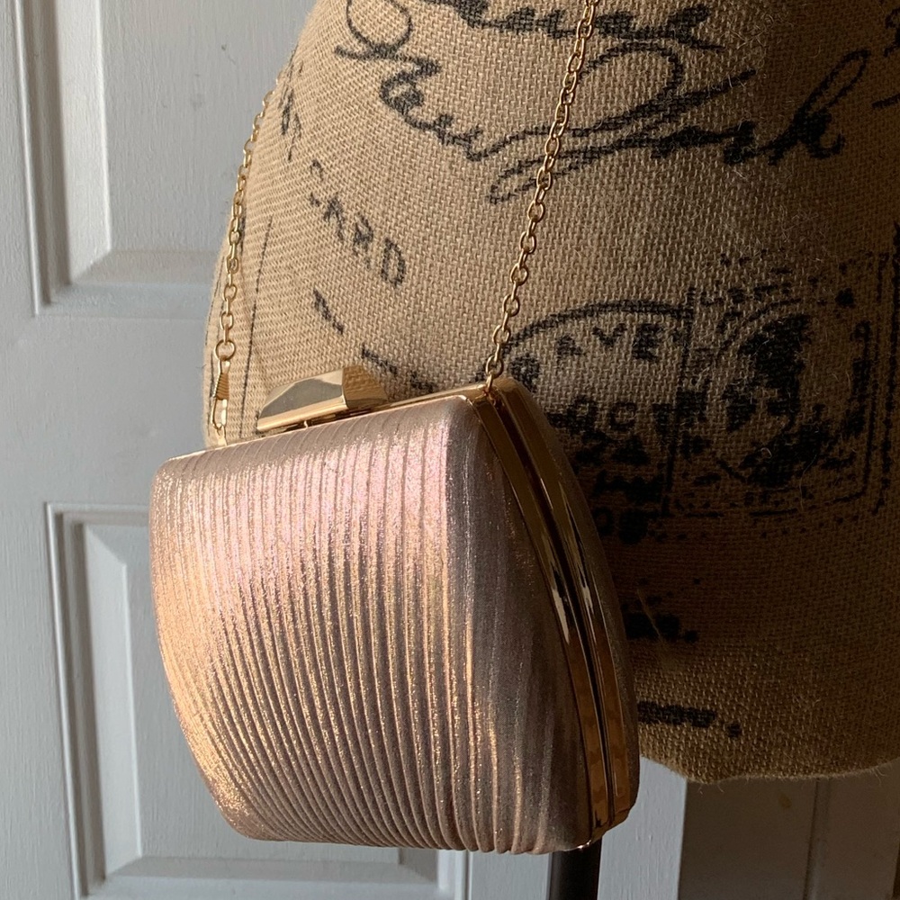 Lulu Townsend Evening Clutch Purse Chain Rosegold
